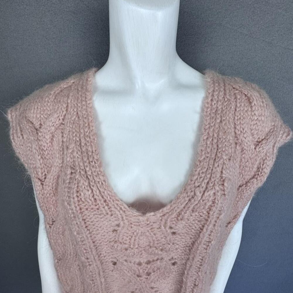 Zara Sweater Dress Womens Medium‎ Pink Cable Knit Sleeveless Alpaca Boho Preppy - Picture 10 of 16